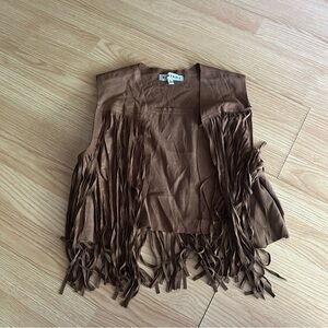 Kontrol Brown Fringe Western Open Vest Small